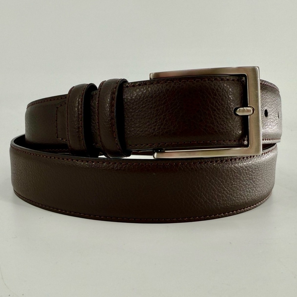 Brooks Brothers Dark Brown Pebbled Leather Belt 44